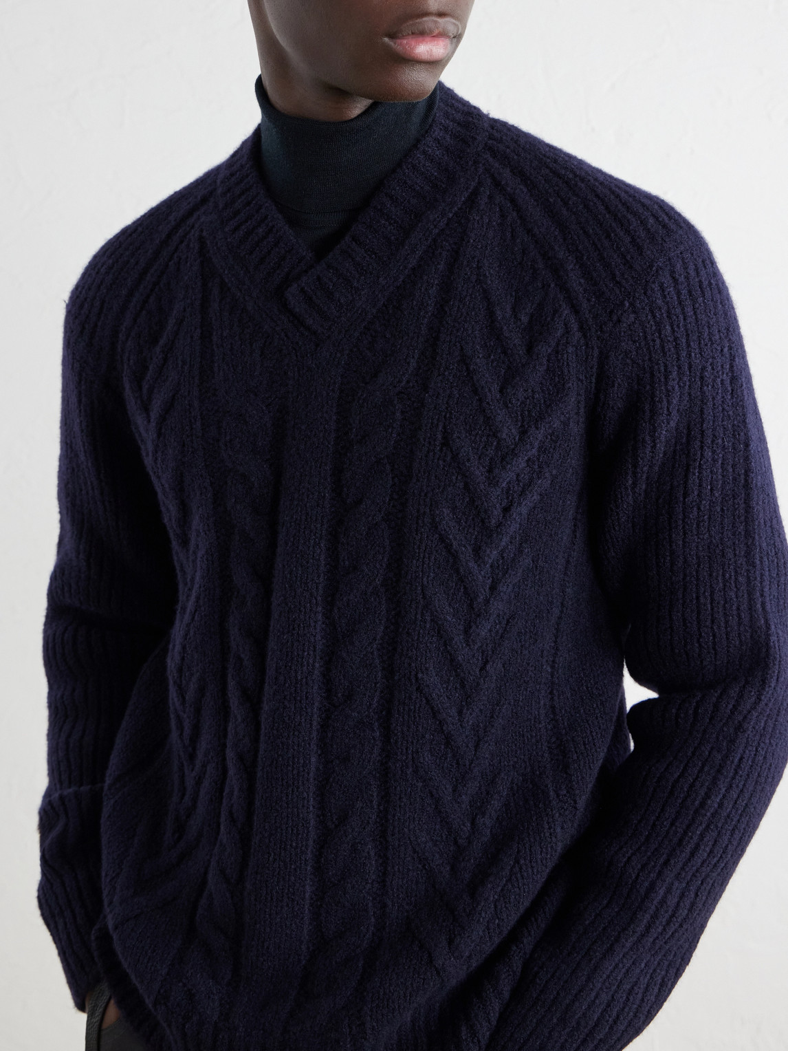 Cable-Knit Casmere And Silk-Blend Sweater