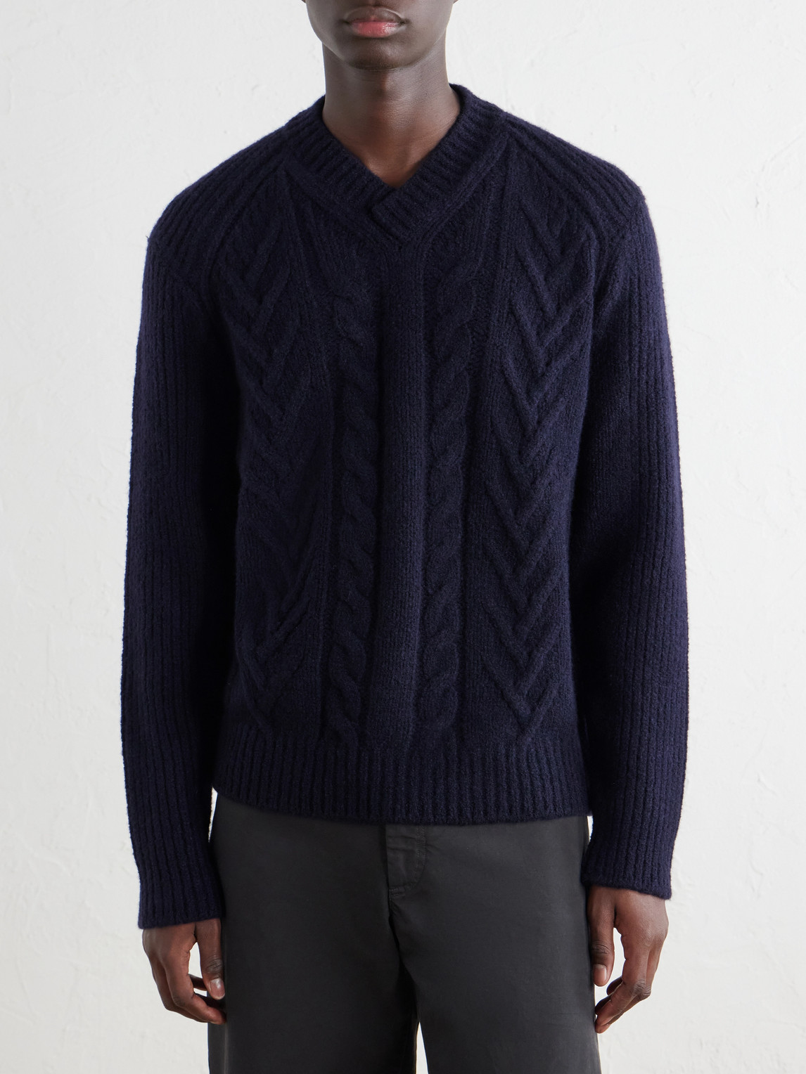 Cable-Knit Casmere And Silk-Blend Sweater