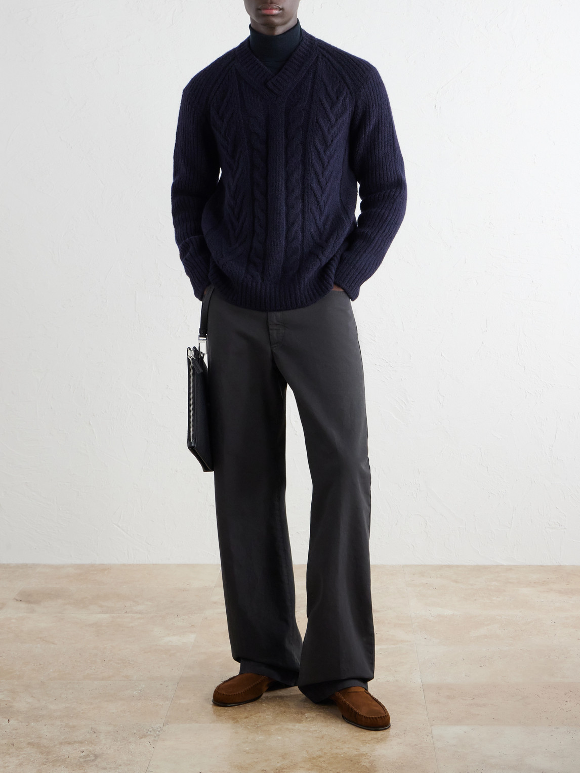 Cable-Knit Casmere And Silk-Blend Sweater
