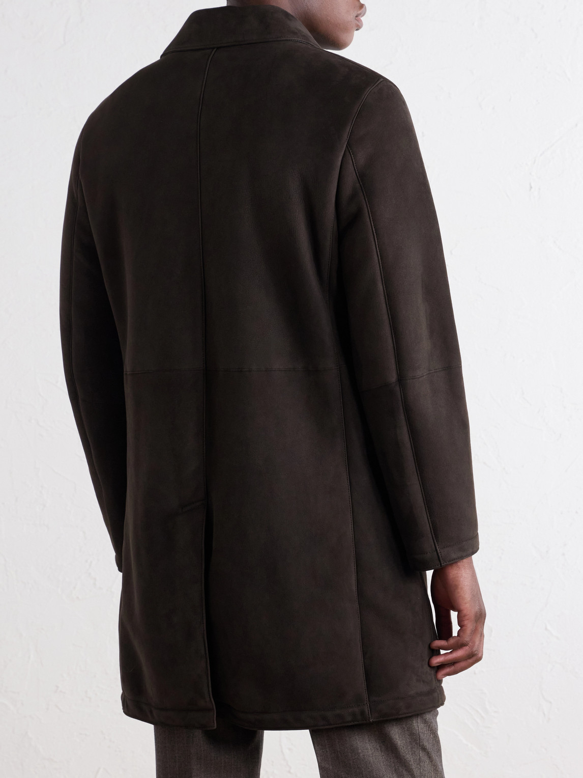 Paneled Shearling Coat