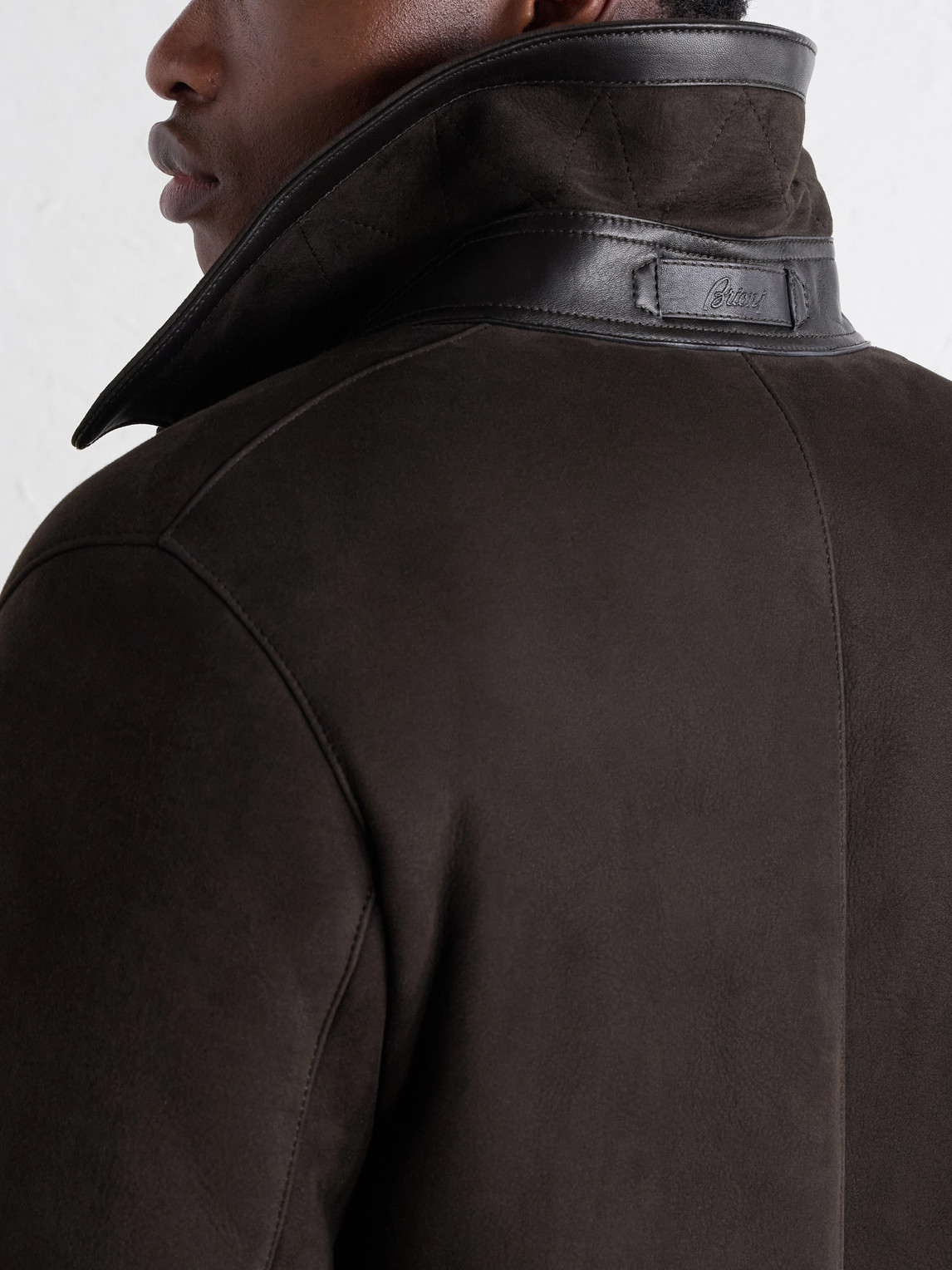 Paneled Shearling Coat