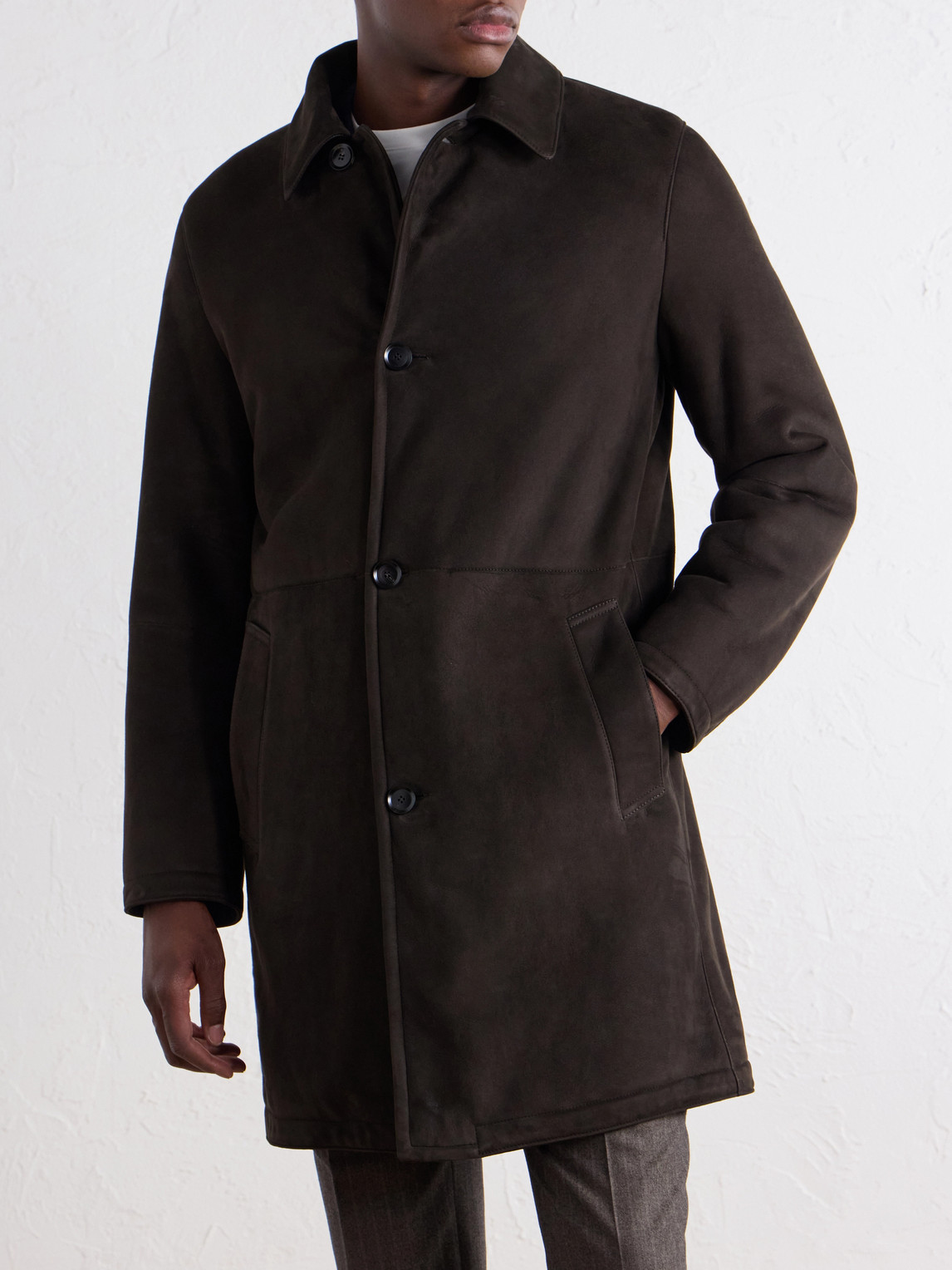 Paneled Shearling Coat