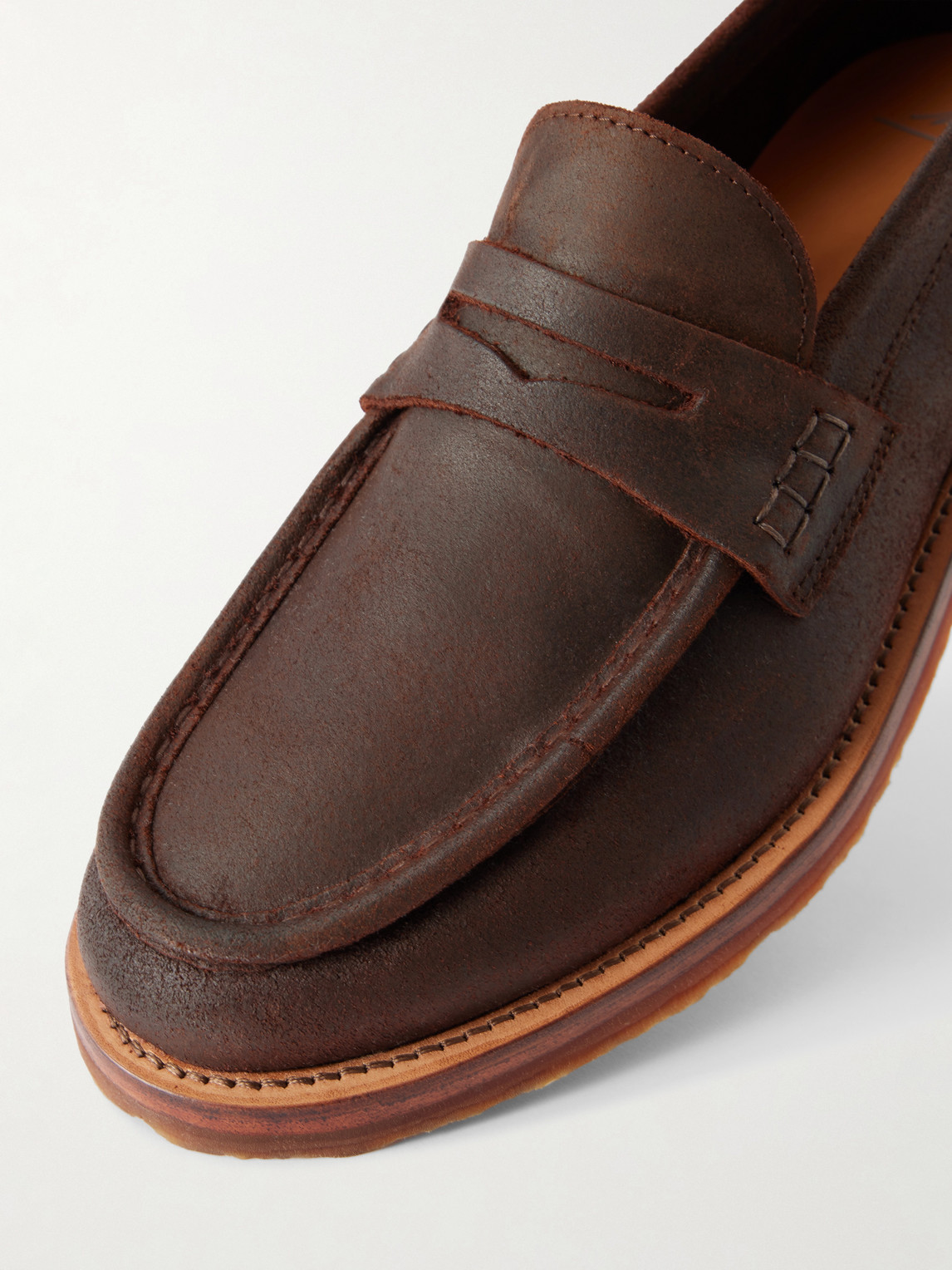 Mr P. - Waxed-Suede Penny Loafers