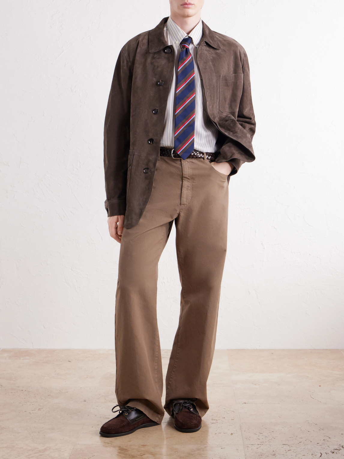 Button-Down Collar Striped Lyocell And Silk-Blend Twill Shirt