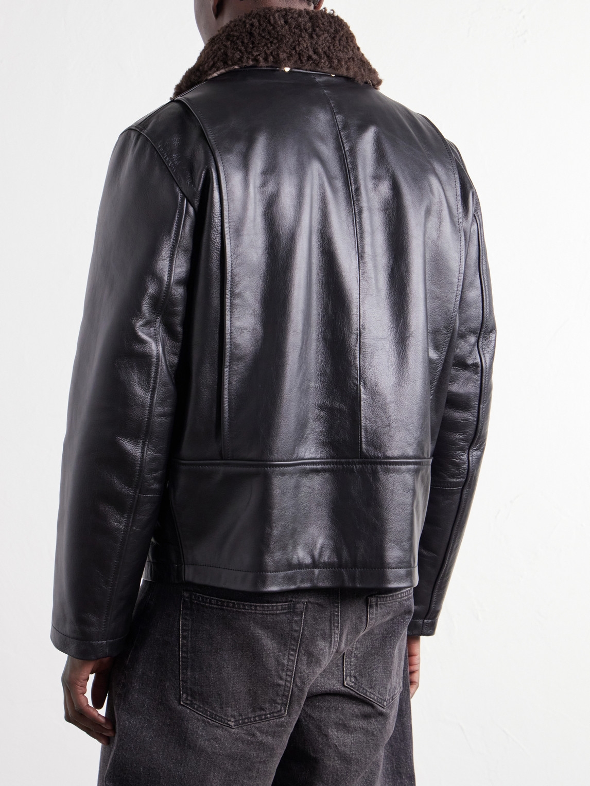 Shearling-Trimmed Leather