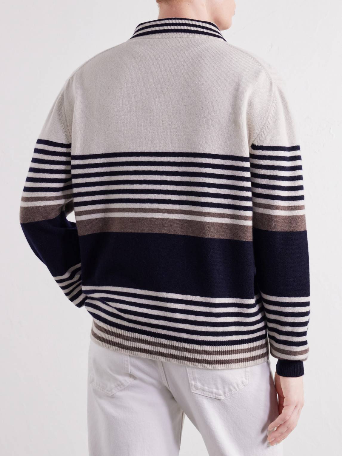 Striped Cashmere Polo Shirt