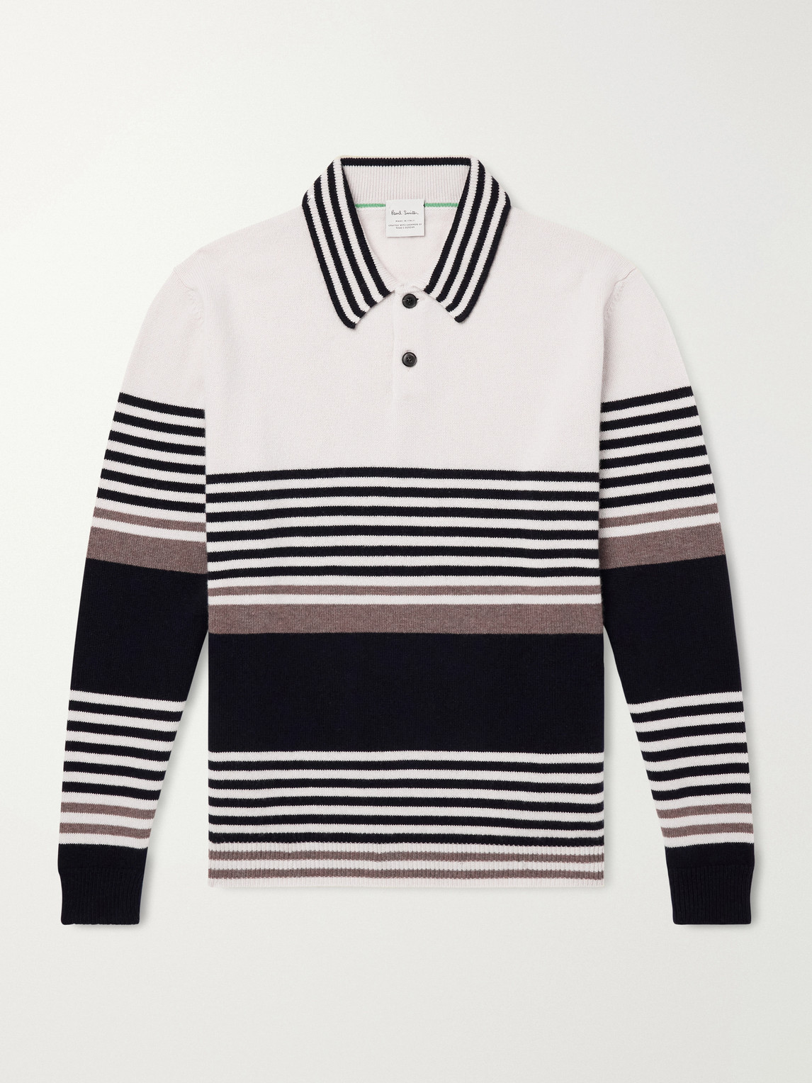 Striped Cashmere Polo Shirt