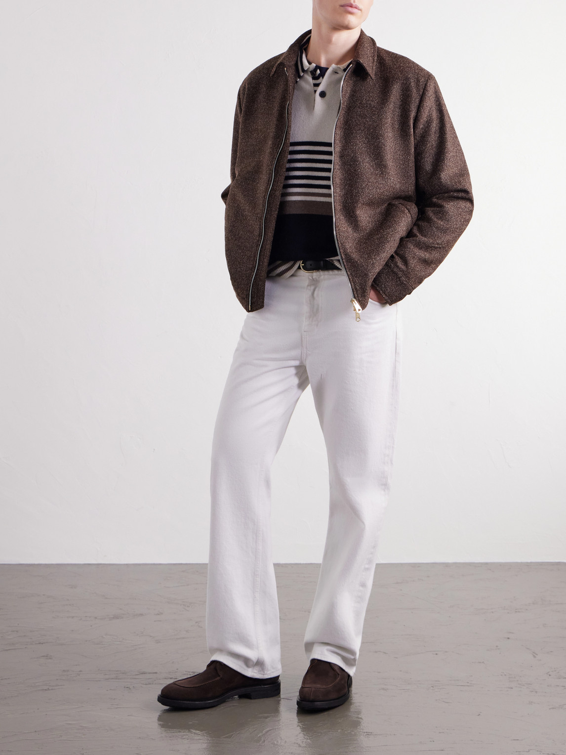 Striped Cashmere Polo Shirt