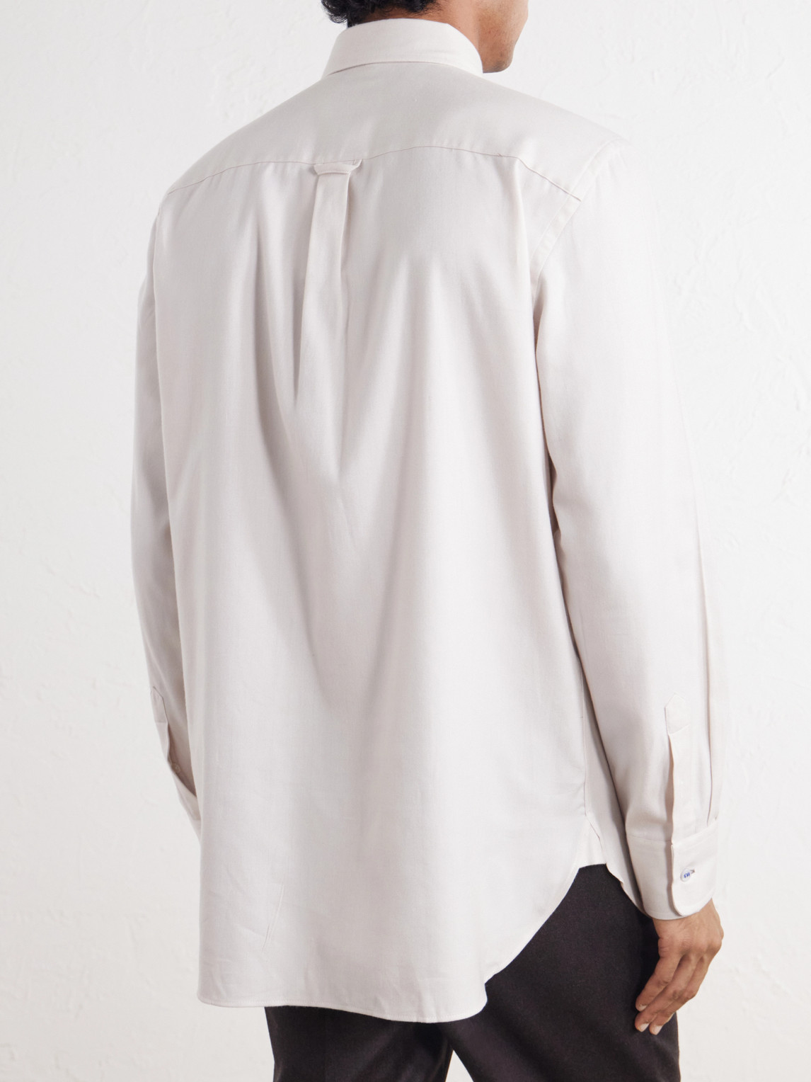 Button-Down Collar Cotton And Lyocell-Blend Herringbone Shirt
