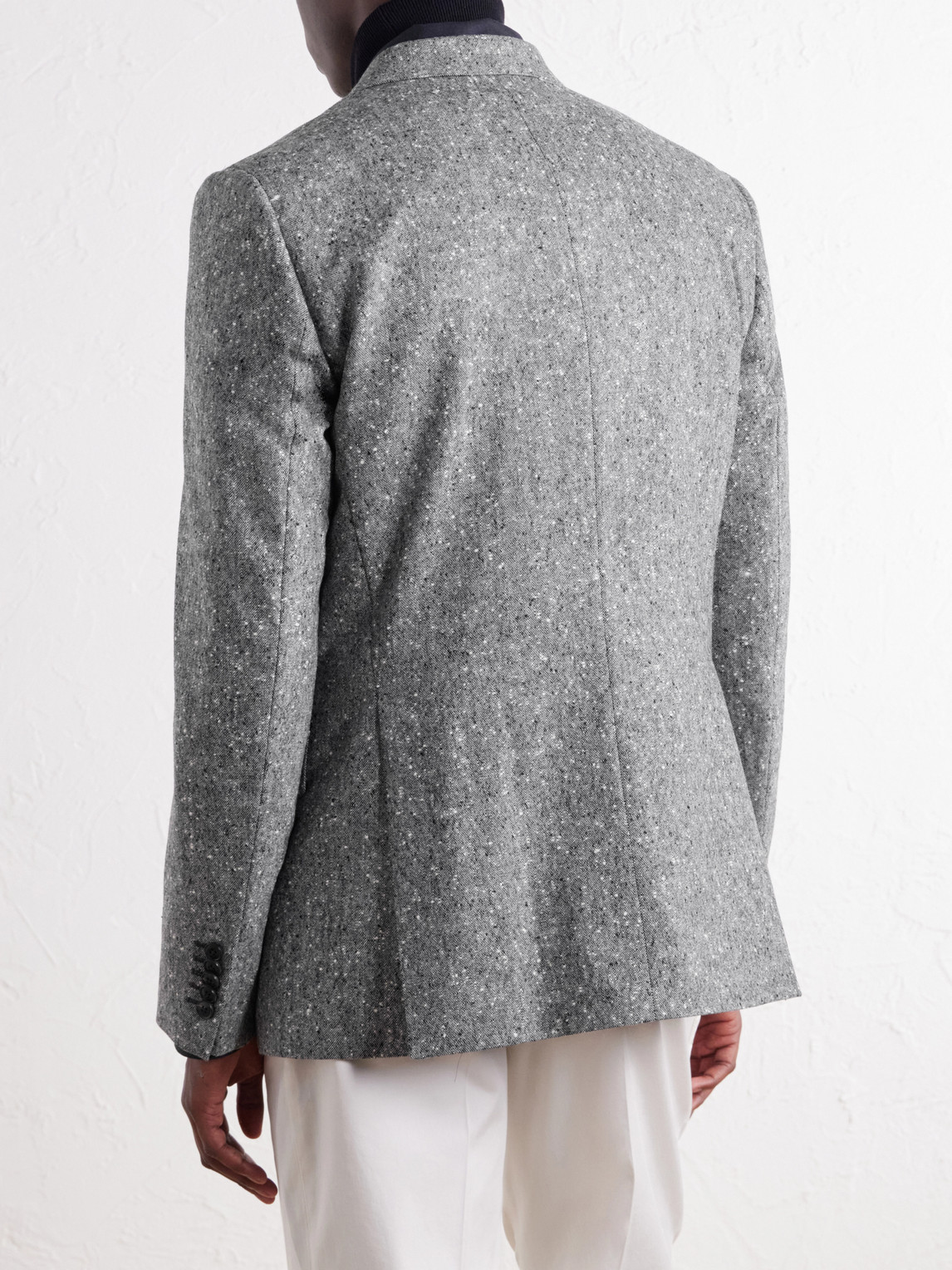 Double-Breasted Donegal Wool-Tweed Blazer