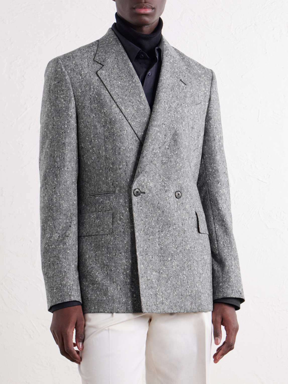 Double-Breasted Donegal Wool-Tweed Blazer