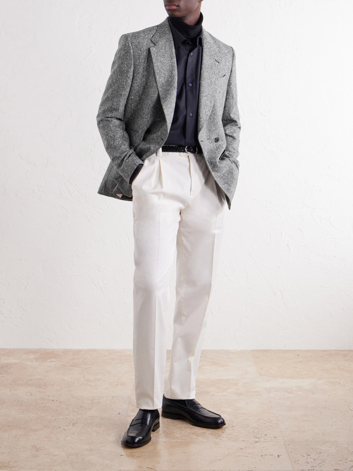 Double-Breasted Donegal Wool-Tweed Blazer