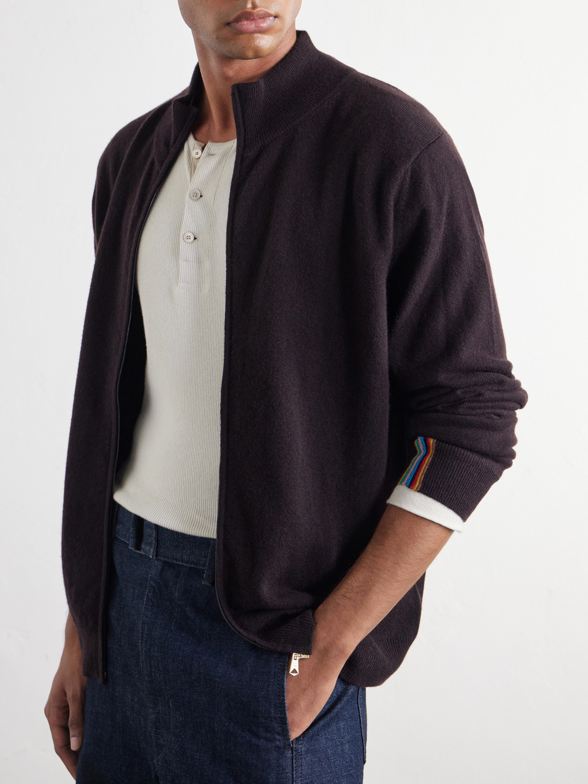 Cashmere Zip-Up Cardigan