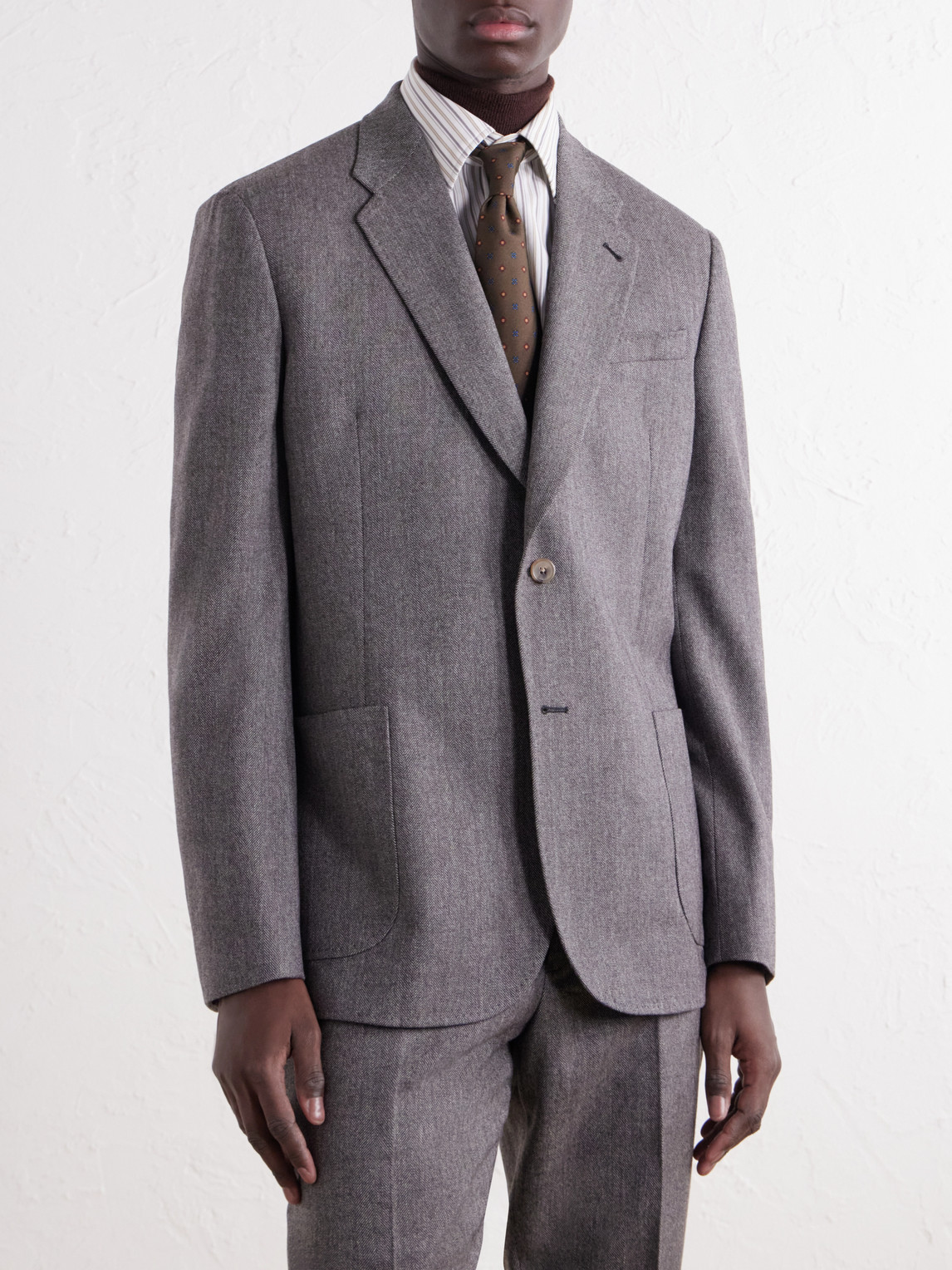 Wool And Cashmere-Blend Herringbone Suit Jacket