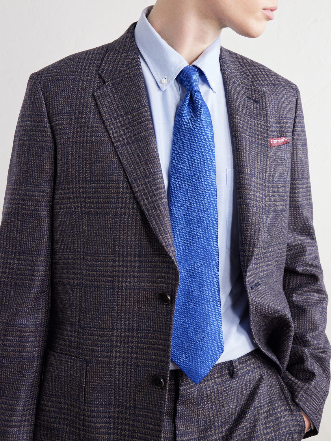 Prince Of Wales Checked Wool And Silk-Blend Suit Jacket
