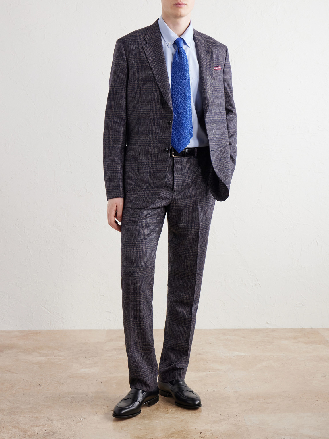 Prince Of Wales Checked Wool And Silk-Blend Suit Jacket