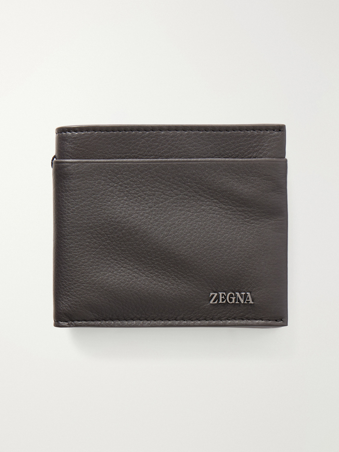 Zegna Secondskin Logo-embellished Leather Billfold Wallet In Brown
