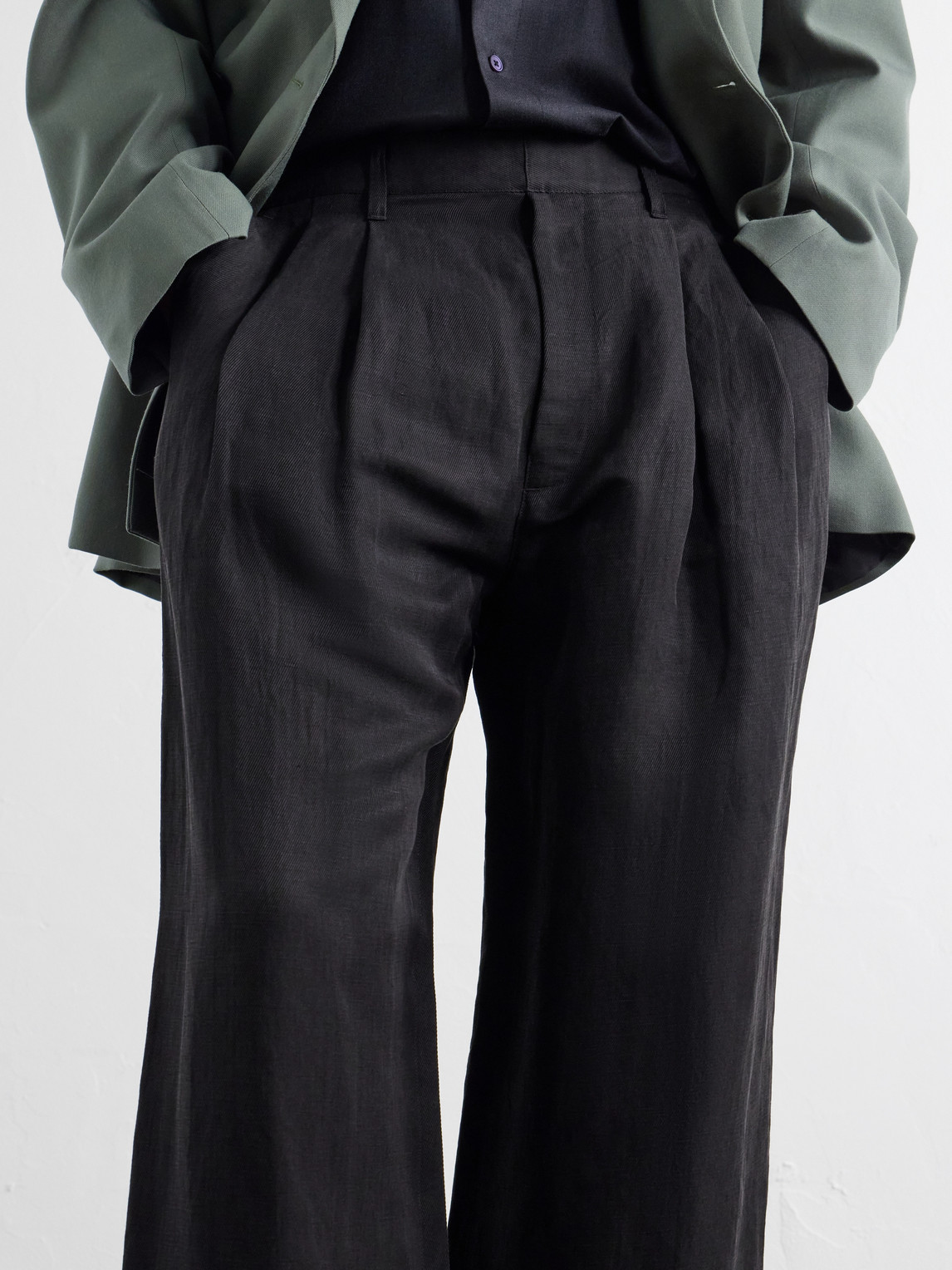 Wide-Leg Linen And Silk-Blend Twill Trousers