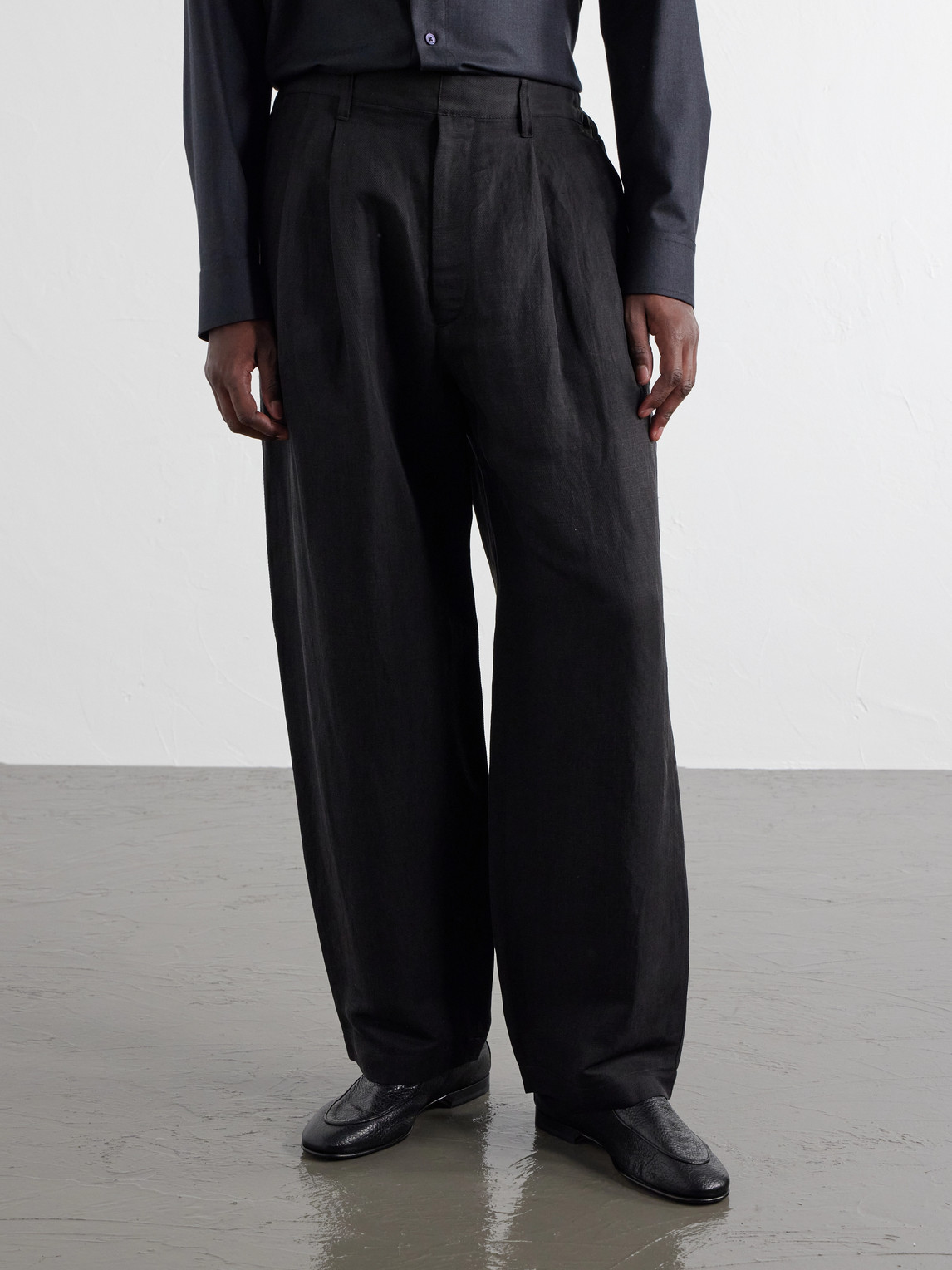 Wide-Leg Linen And Silk-Blend Twill Trousers