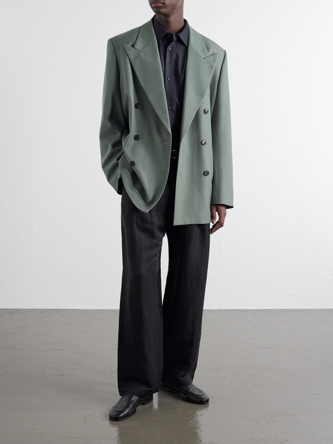 Wide-Leg Linen And Silk-Blend Twill Trousers