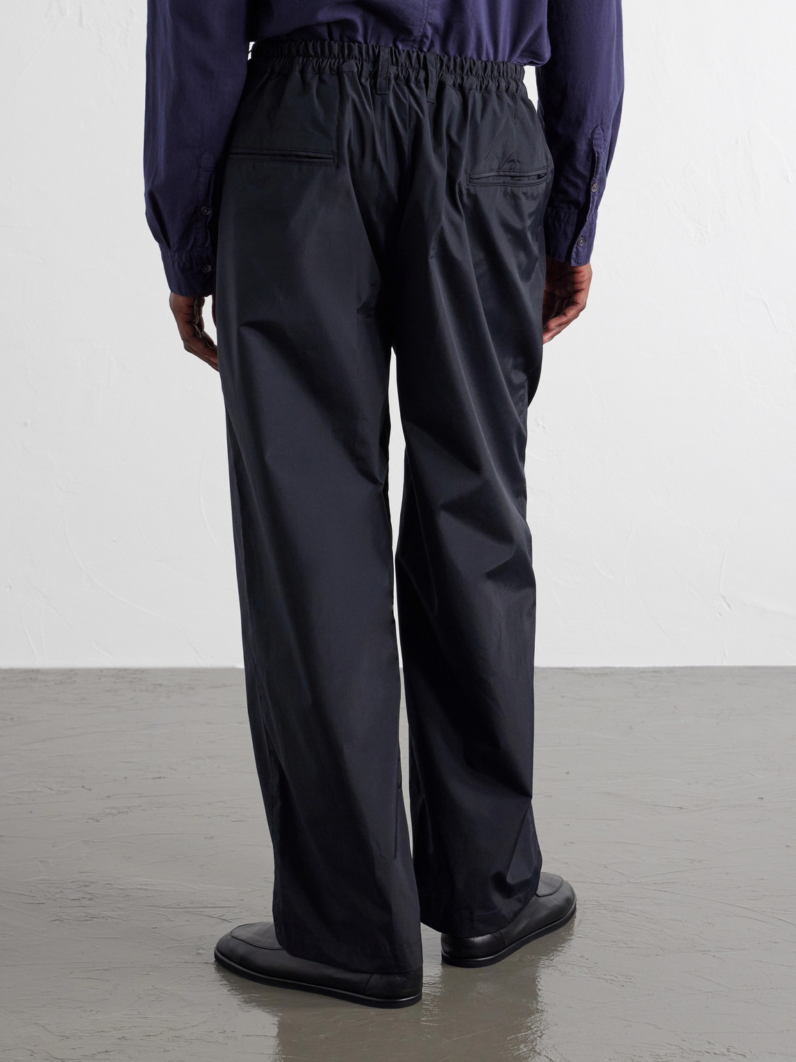 Wide-Leg Cotton-Blend Pleated Satin Trousers