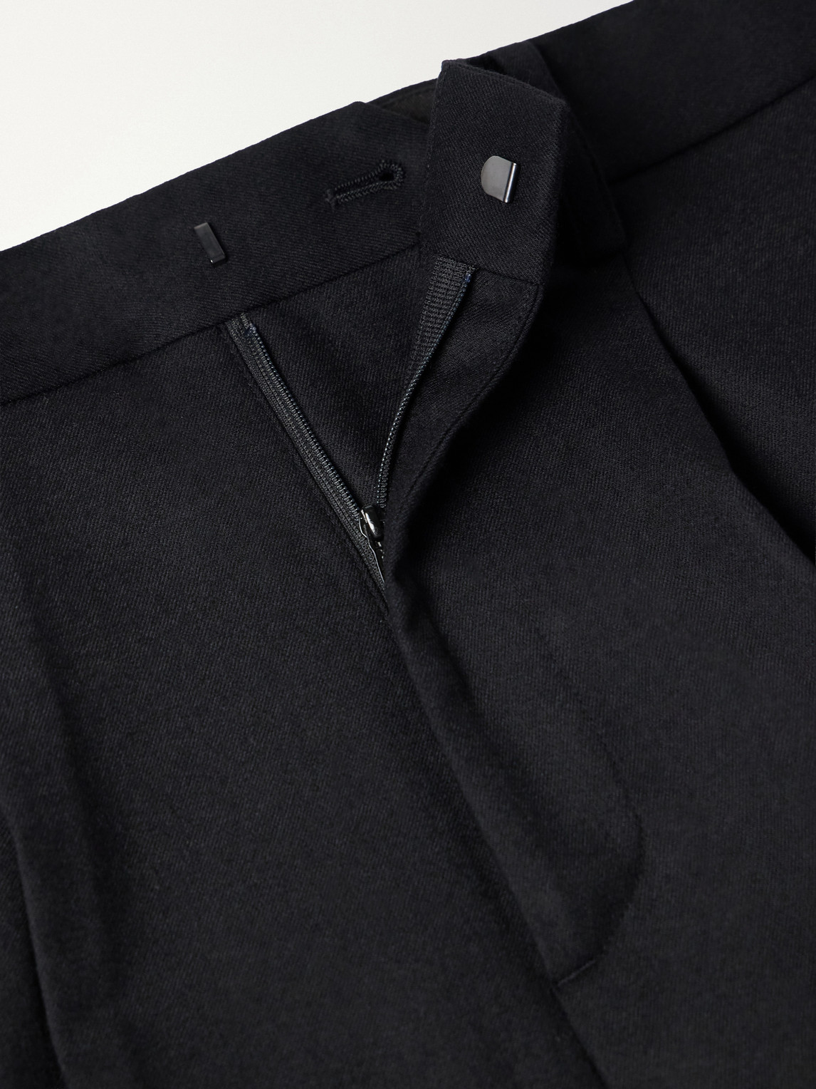 Straight-Leg Pleated Wool-Blend Flannel Trousers