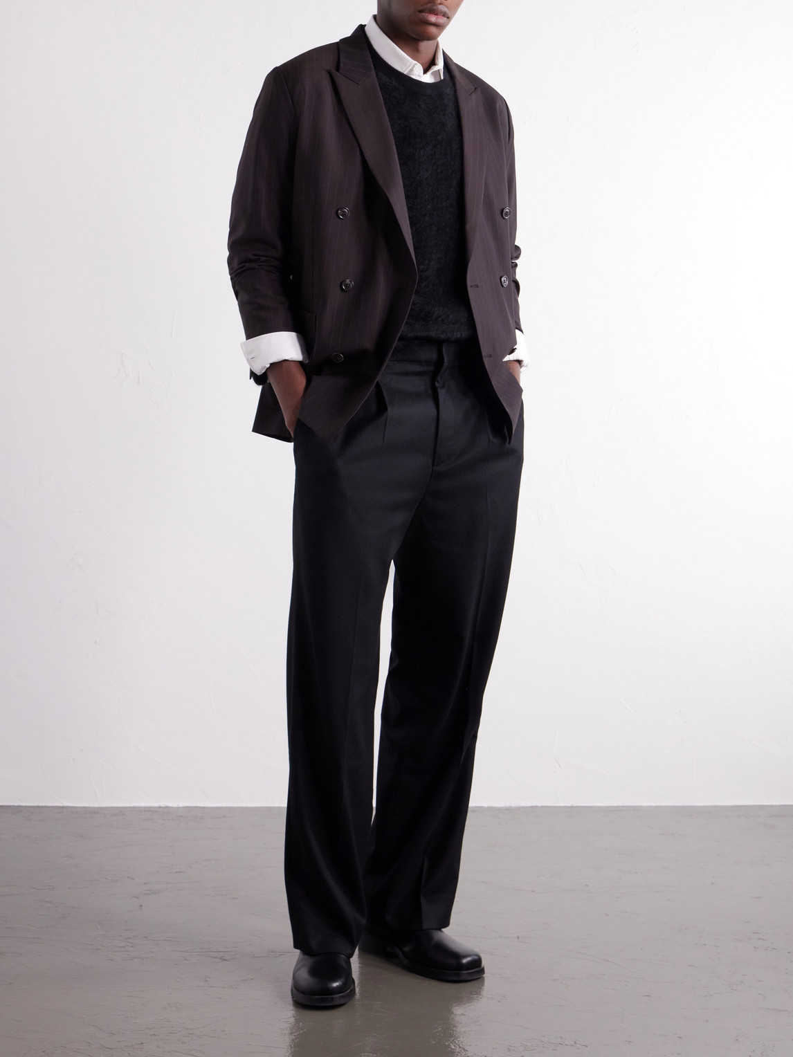 Straight-Leg Pleated Wool-Blend Flannel Trousers