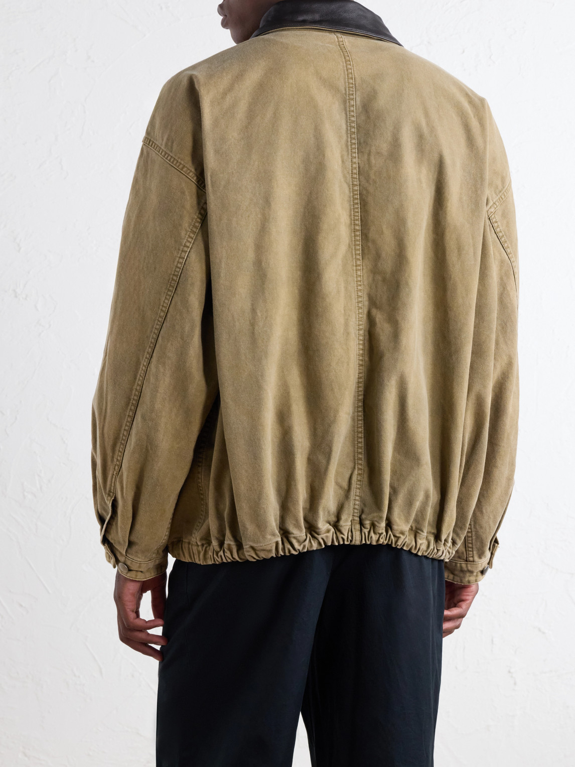 Leather-Trimmed Cotton-Corduroy Jacket