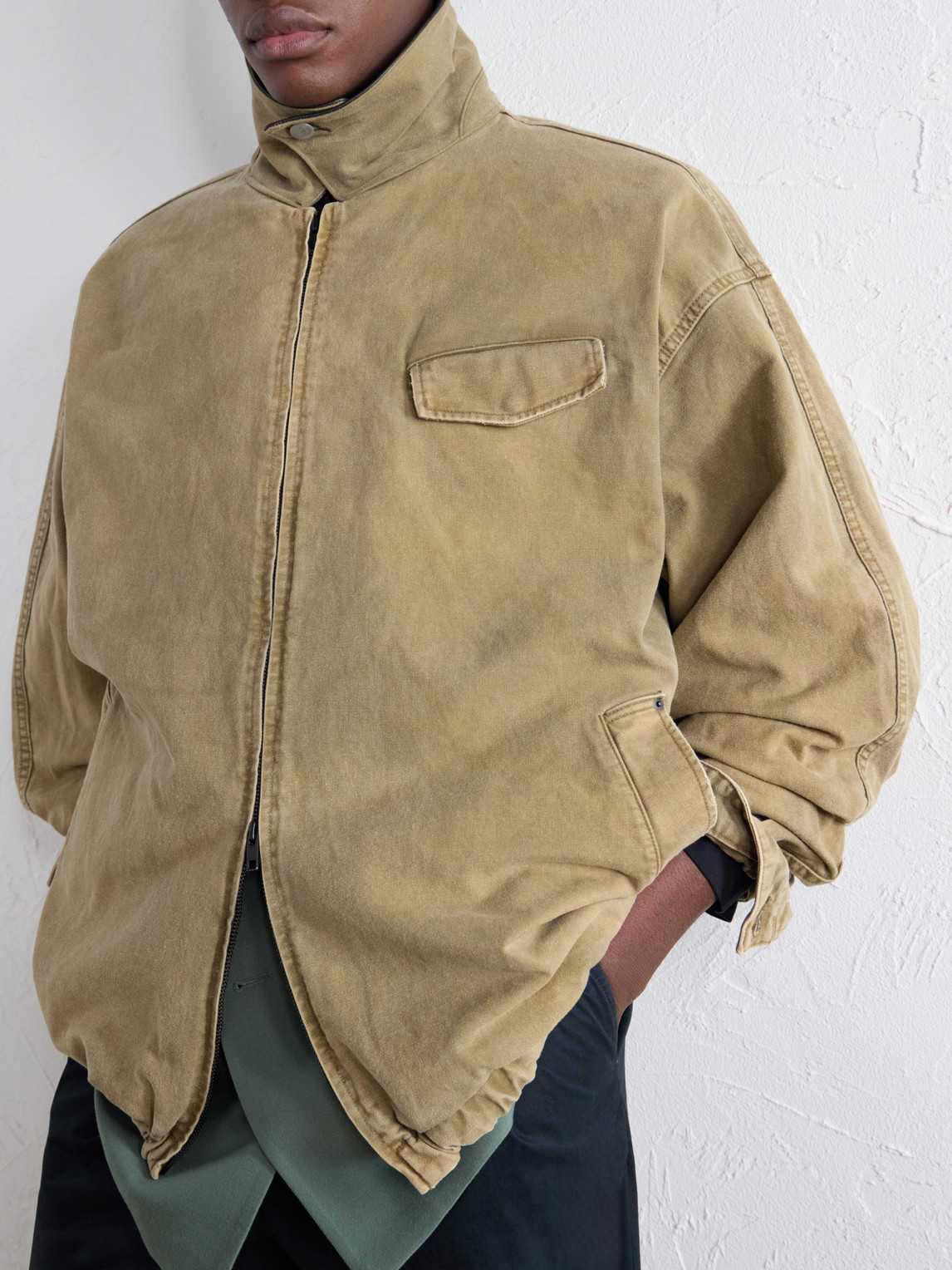 Leather-Trimmed Cotton-Corduroy Jacket