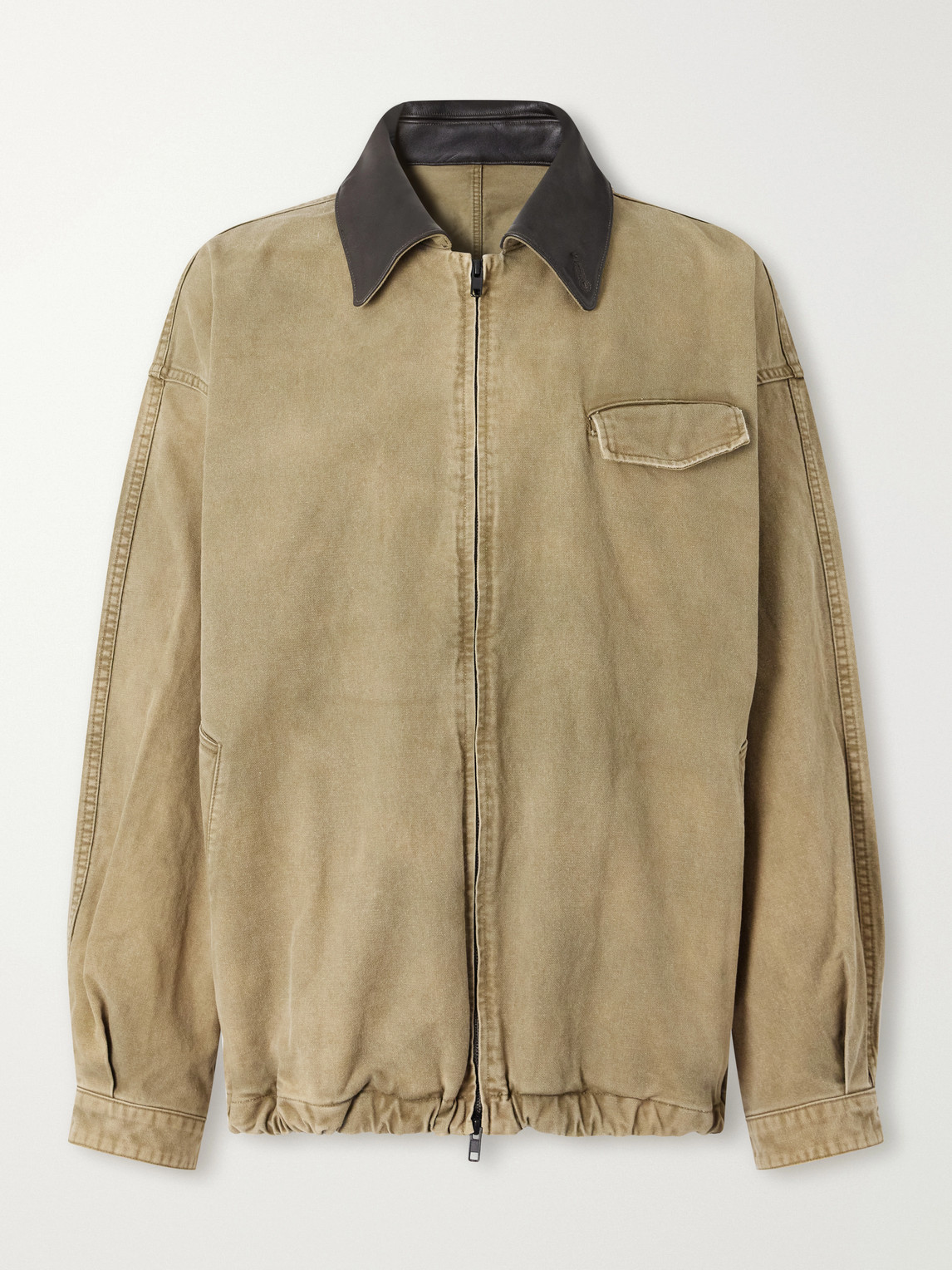 Ssstein Leather-trimmed Cotton-corduroy Jacket In Brown