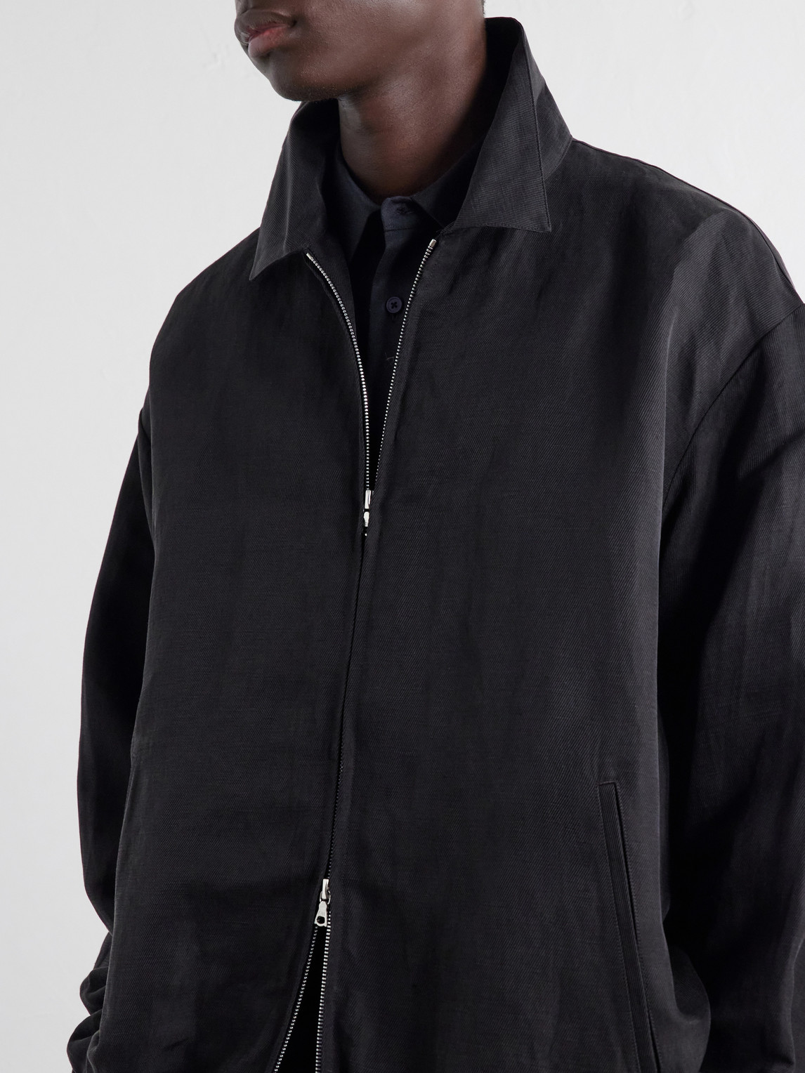 And Silk-Blend Satin Blouson Jacket