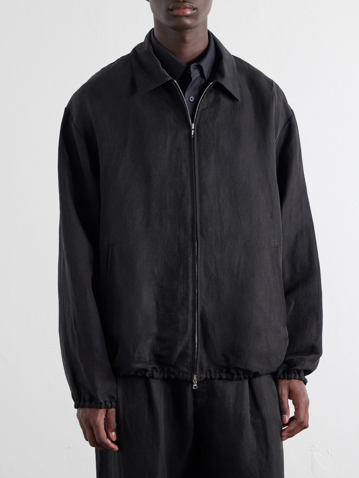 And Silk-Blend Satin Blouson Jacket