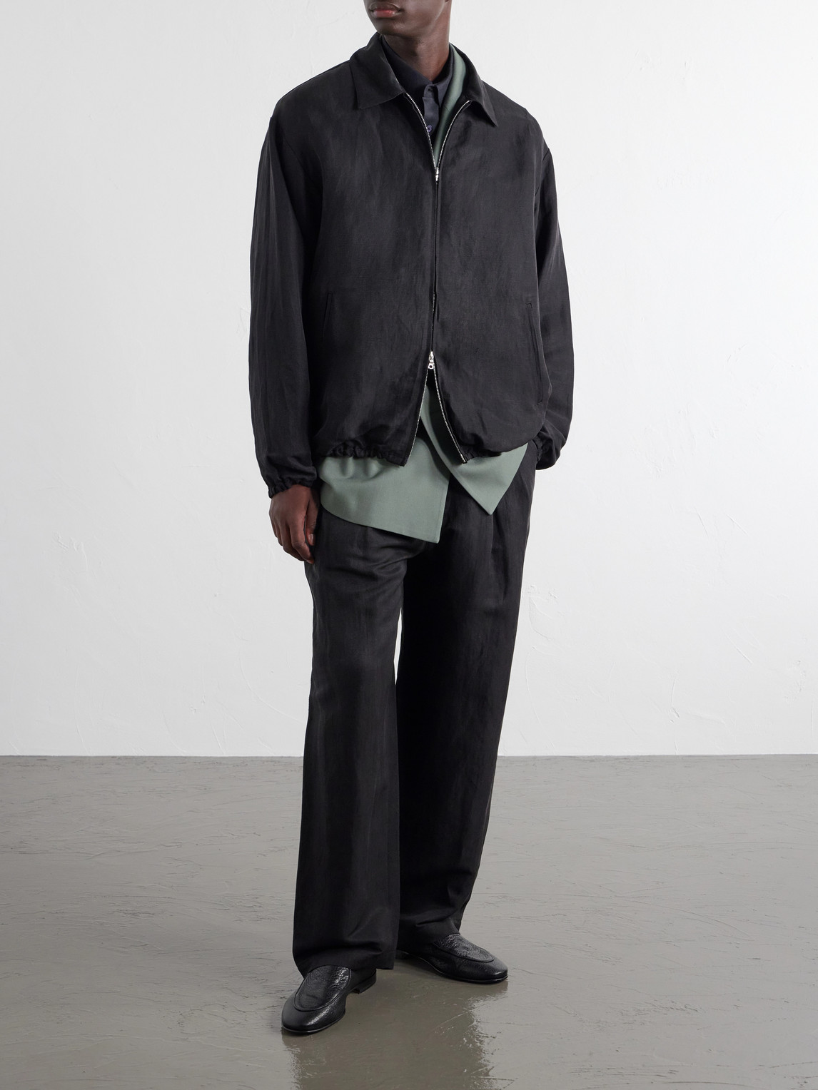And Silk-Blend Satin Blouson Jacket