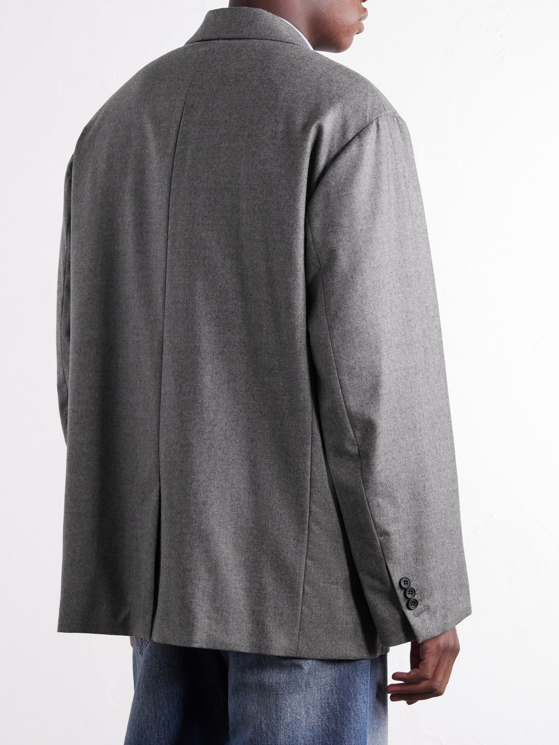Oversized Wool-Blend Flannel Blazer