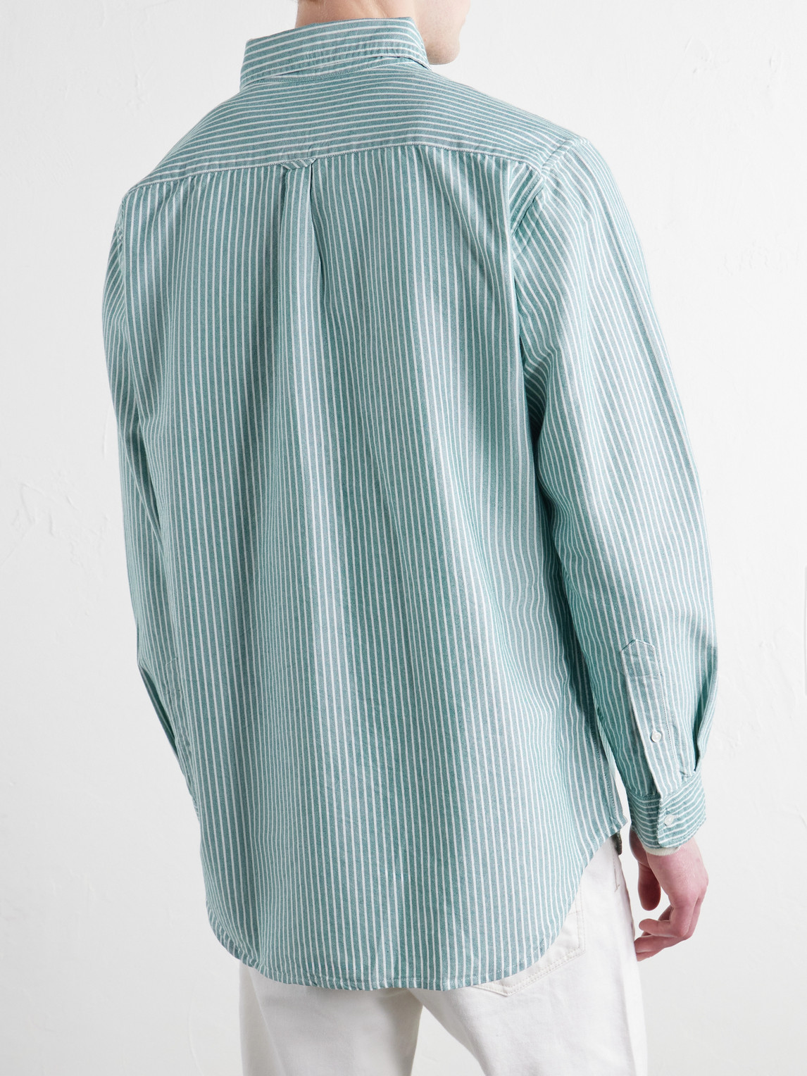 Button-Down Collar Striped Cotton Oxford Shirt