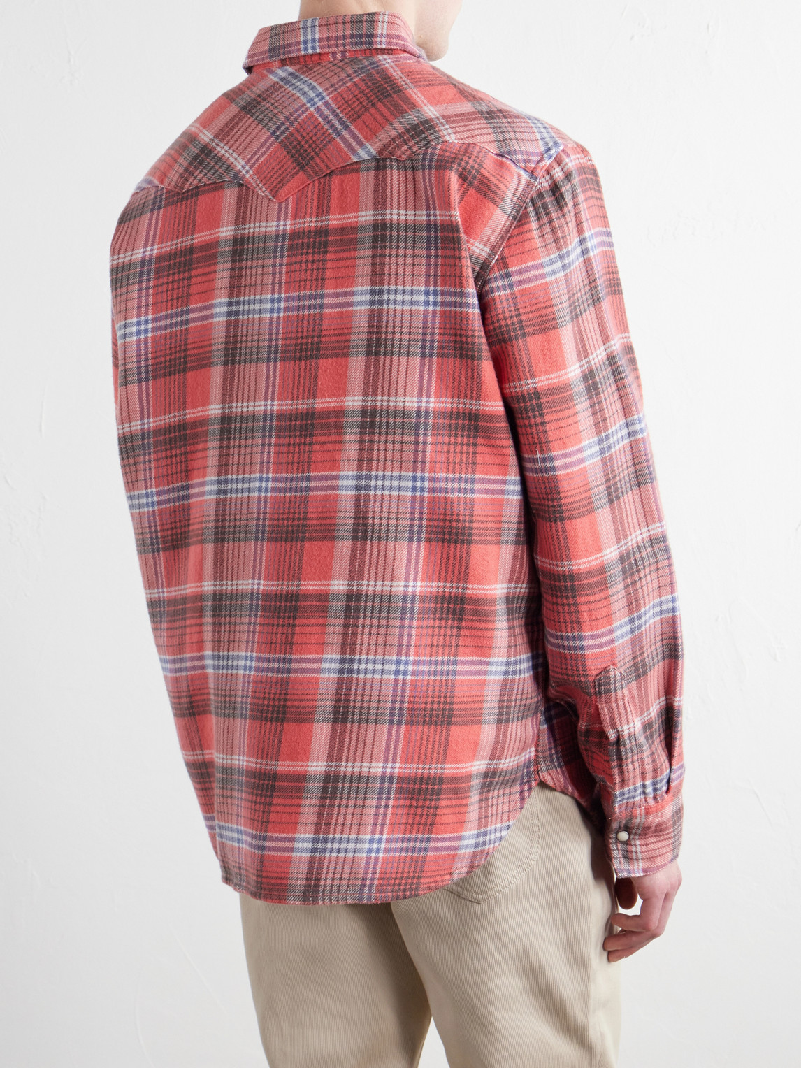 Checked Cotton-Flannel Western Shirt