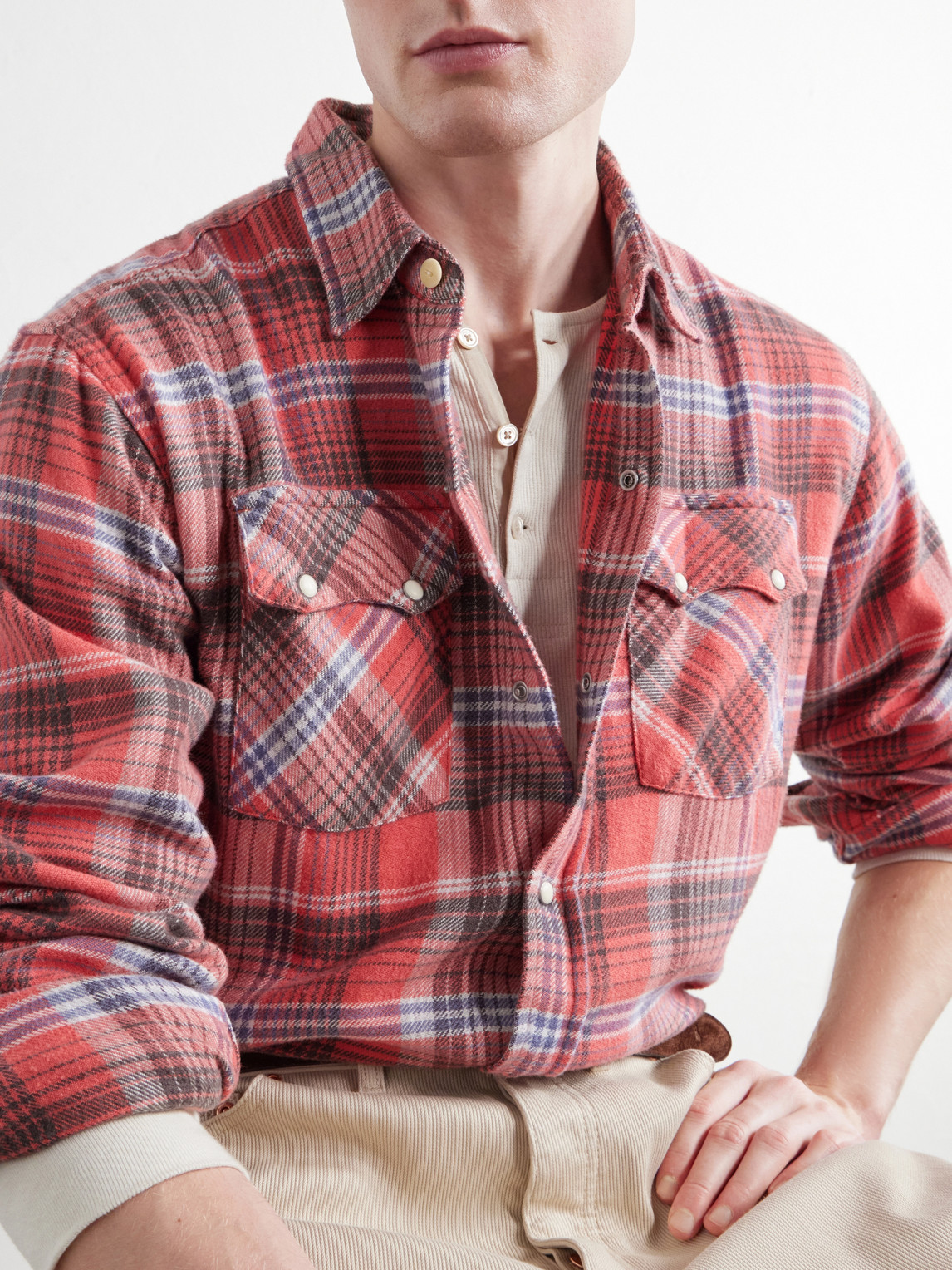 Checked Cotton-Flannel Western Shirt