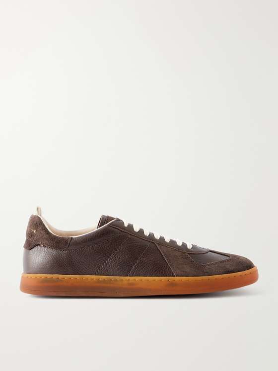 Officinecreative Militia 002 Suede-Trimmed Leather Sneakers