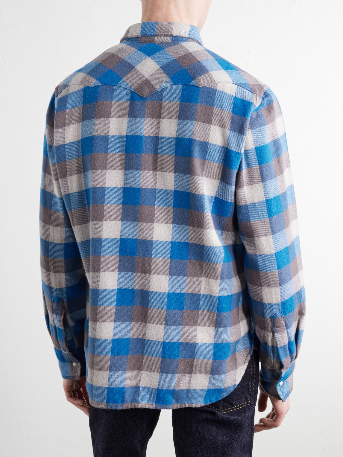 Checked Cotton-Flannel Western Shirt