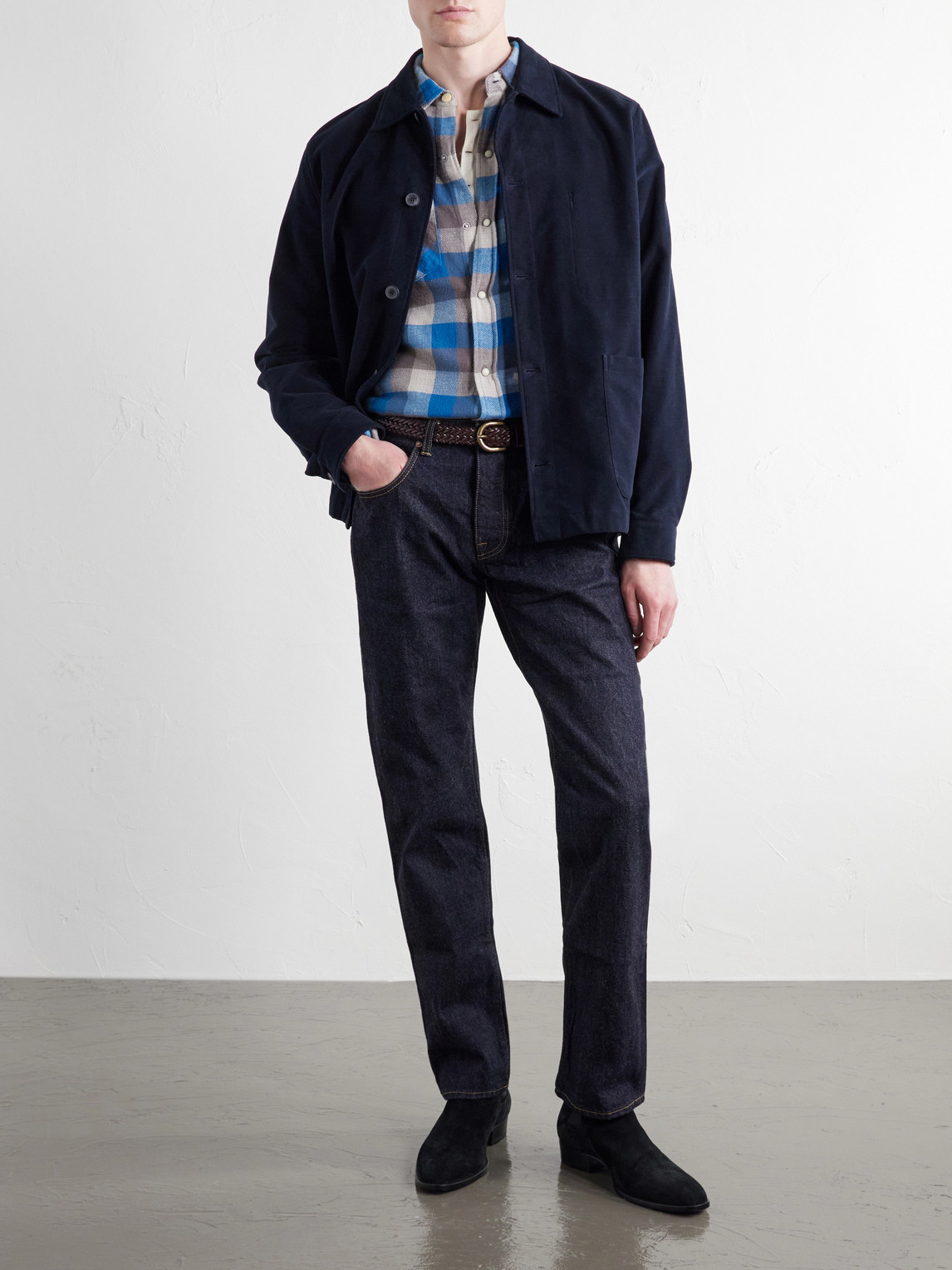 Checked Cotton-Flannel Western Shirt