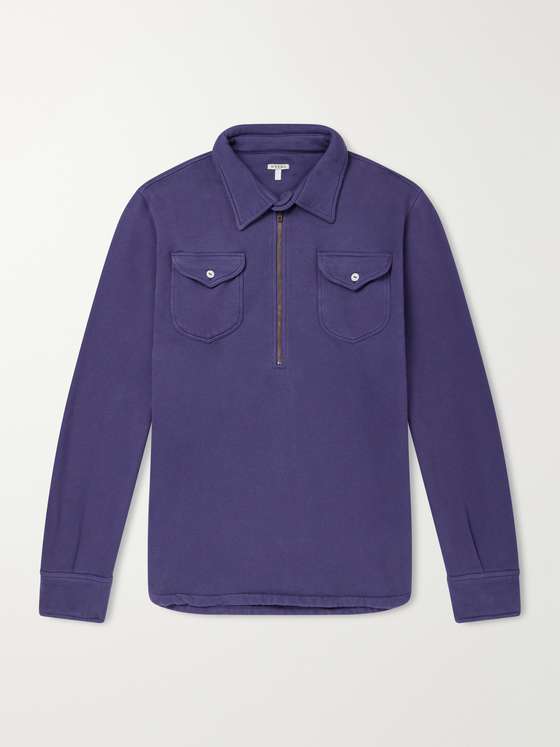 Wythe Organic Cotton-Jersey Half-Zip Sweater
