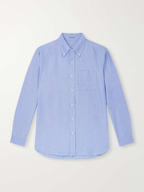 Wythe Button-Down Collar Striped Cotton Oxford Shirt