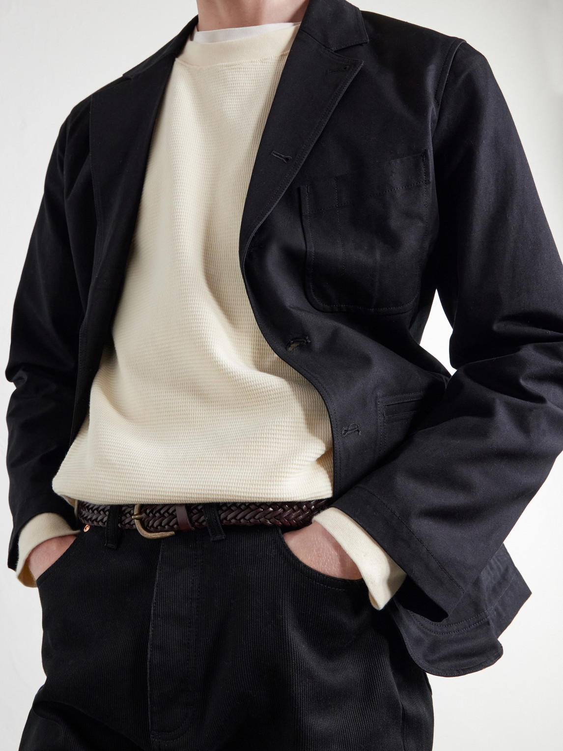Waffle-Knit Cotton T-Shirt