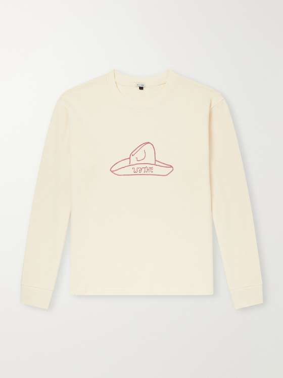 Wythe Embroidered Waffle-Knit Cotton T-Shirt