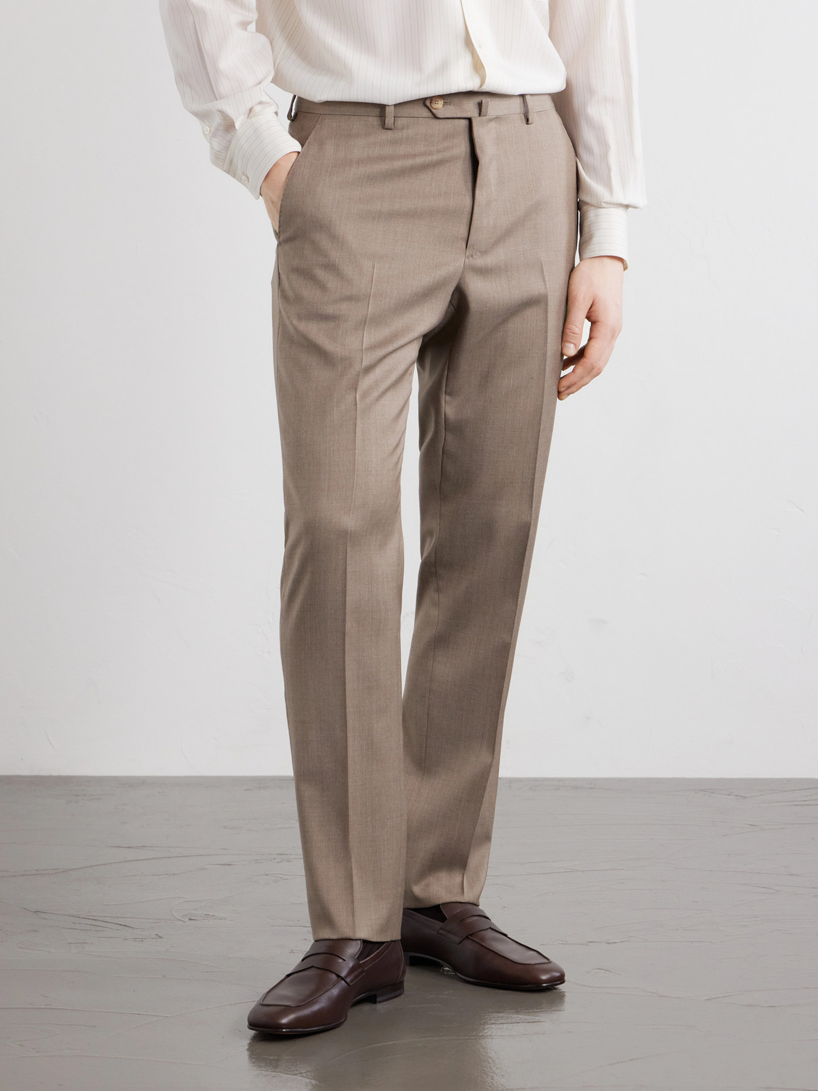 Straight-Leg Wool Suit Trousers