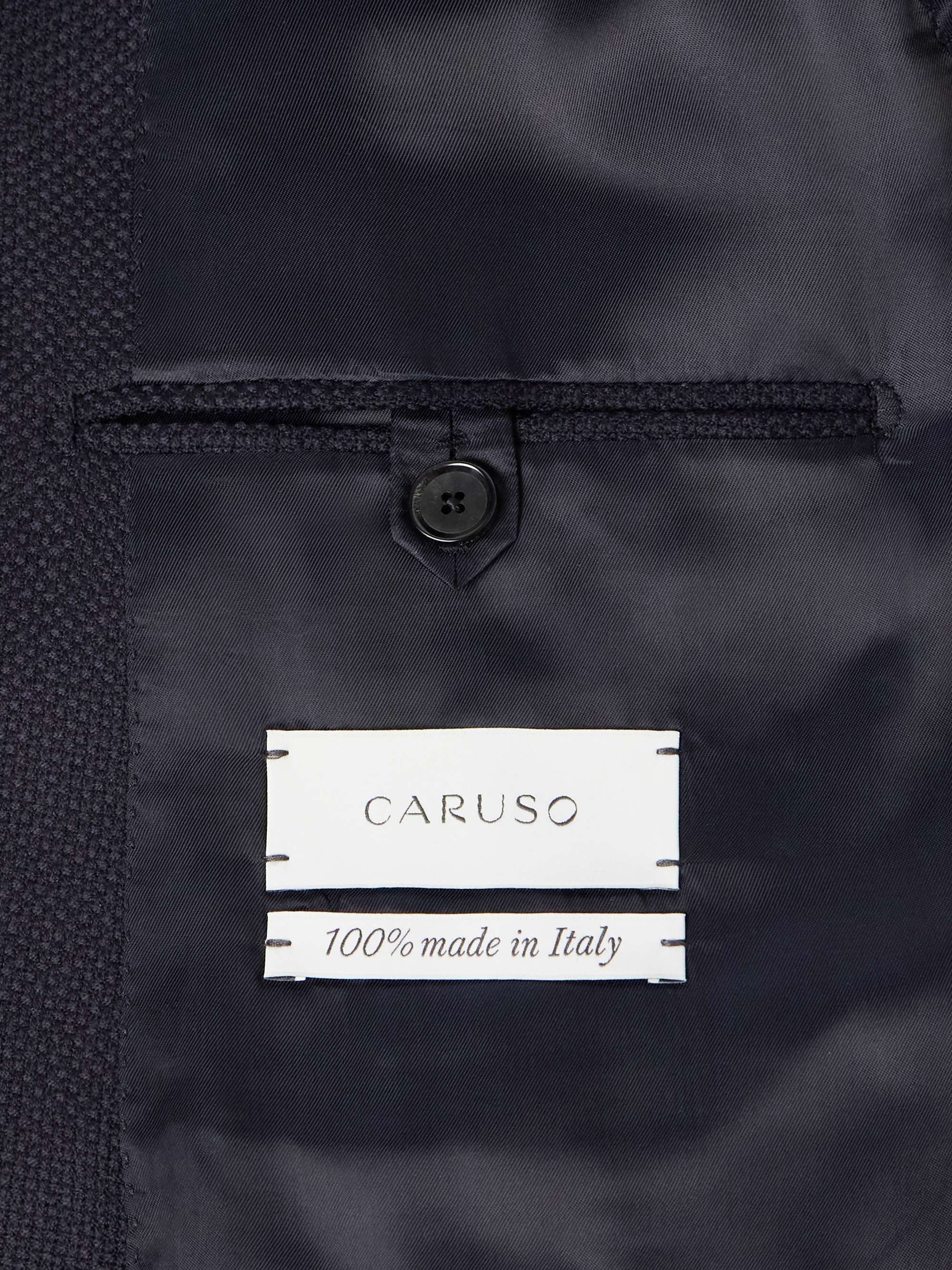 CARUSO Aida Double-Breasted Wool-Basketweave Blazer for Men | MR