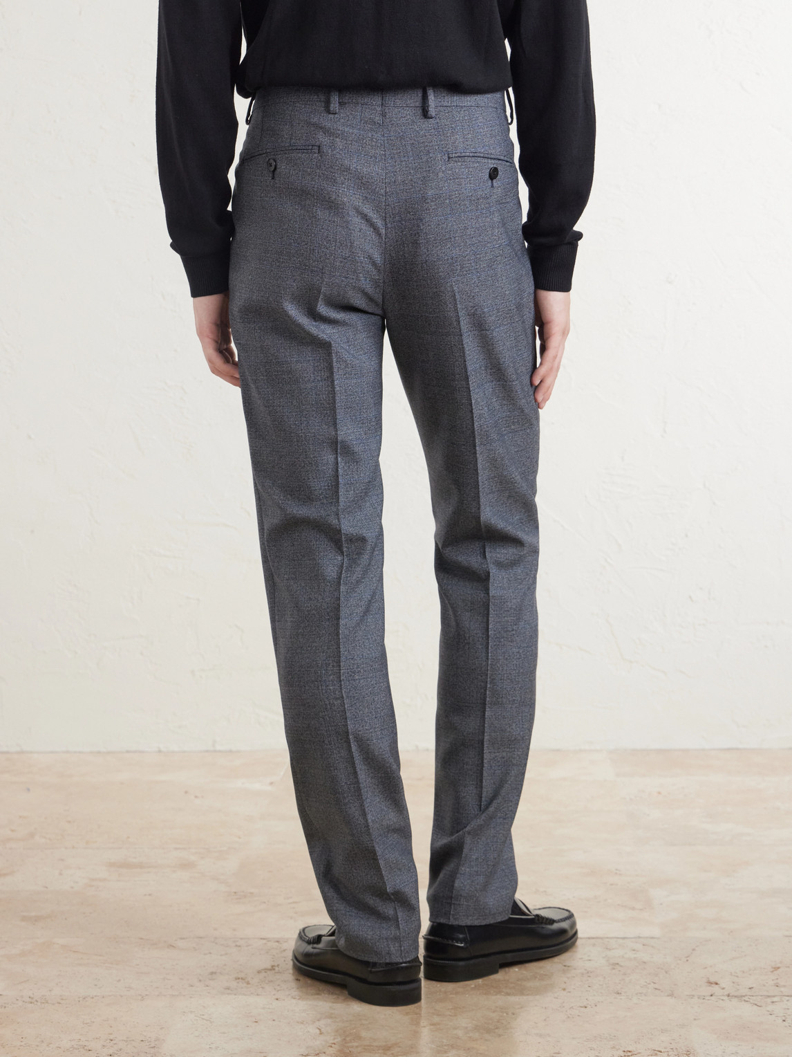 Straight-Leg Prince Of Whales Wool Suit Trousers