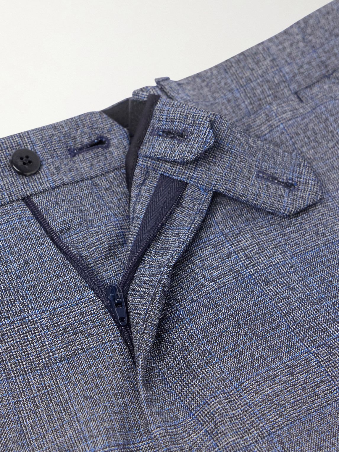 Straight-Leg Prince Of Whales Wool Suit Trousers