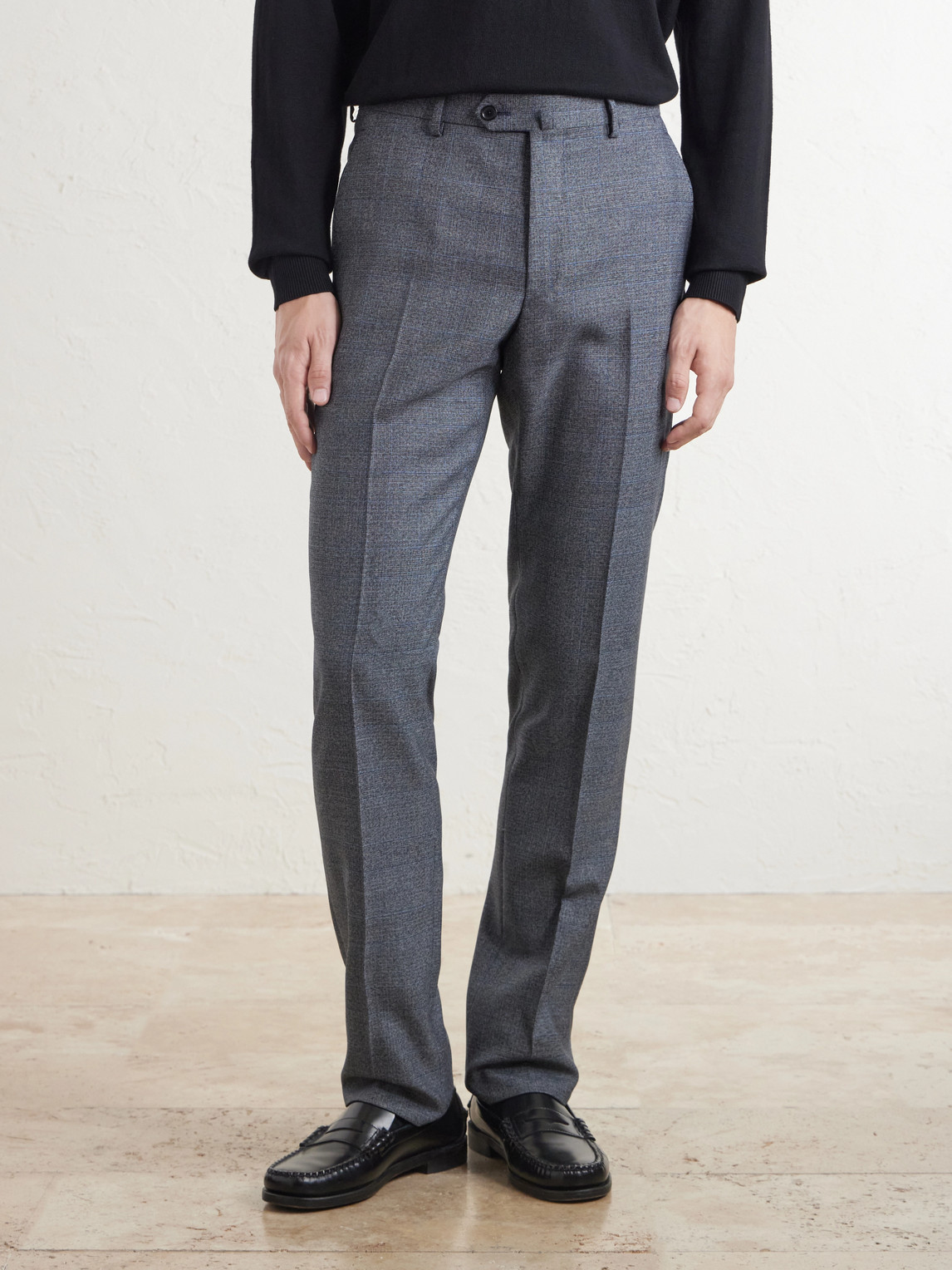Straight-Leg Prince Of Whales Wool Suit Trousers