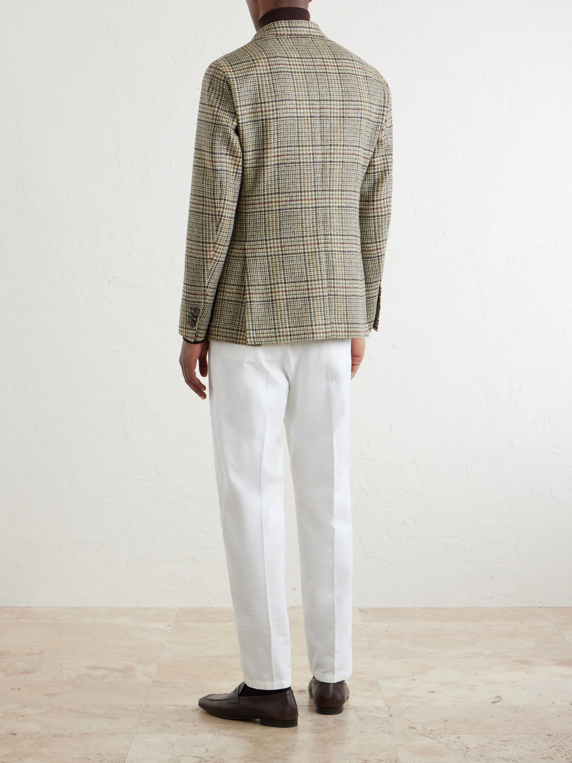  Caruso - Butterfly Checked Wool Blazer - Men - Brown - It 46 